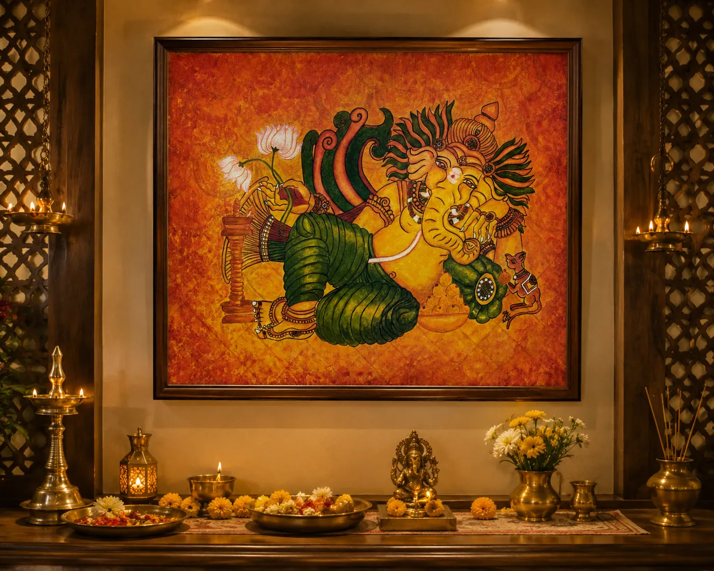 Trupti Ganesha – Kerala Mural – Acrylic on Canvas