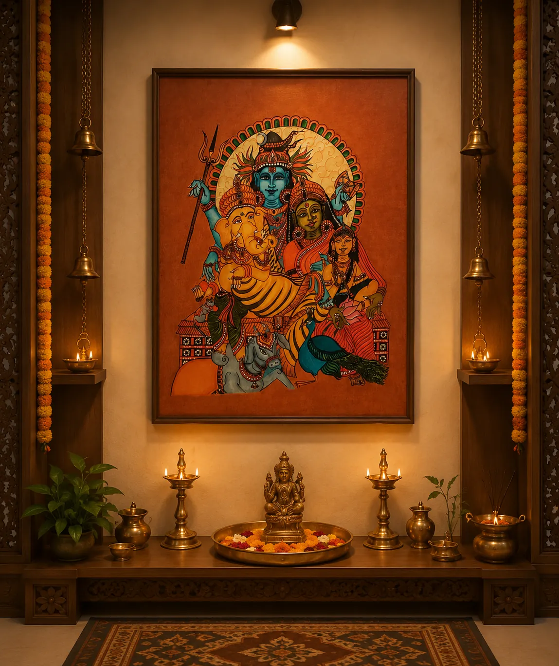 Shiva Kutumbam – Kerala Mural – Acrylic on Canvas