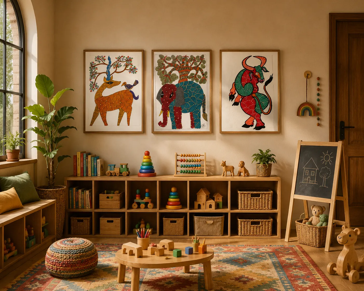 Gond Play Room – Gond – Acrylic on Paper