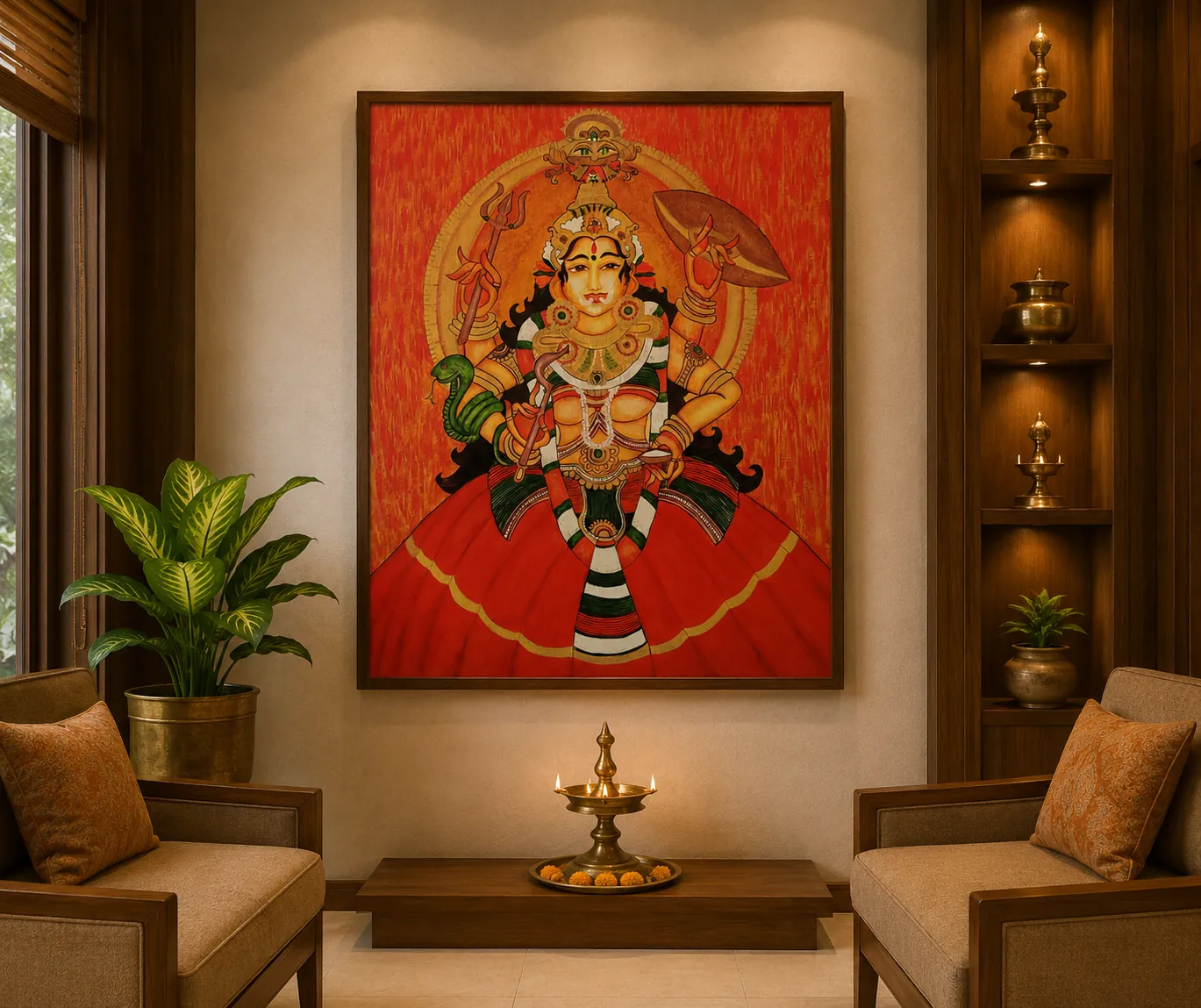 Padaarkulangara Bhagavathy – Kerala Mural – Acrylic on Canvas