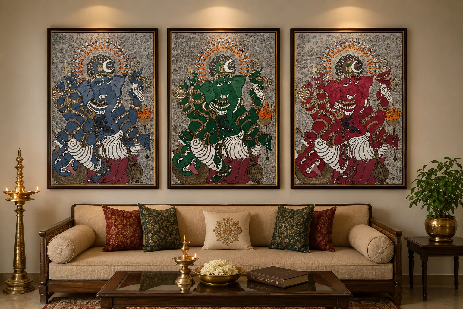 Drishti Ganesha Gems – Kerala Mural – Acrylic on Canvas