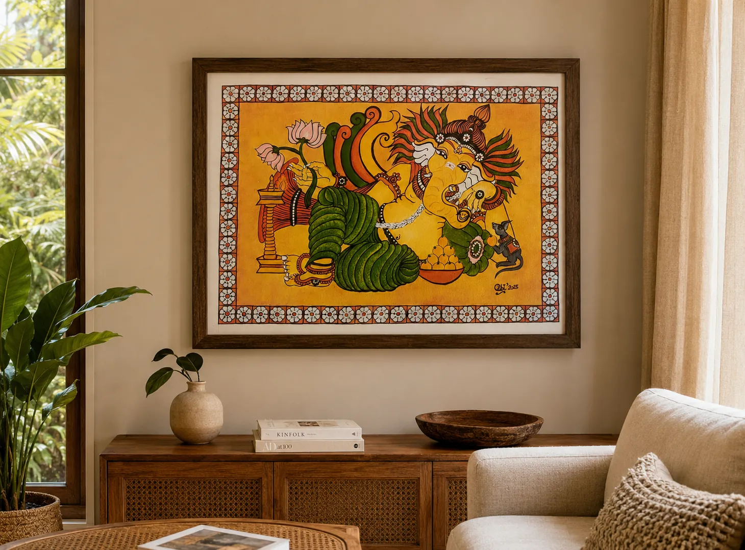 Ananda Ganesha – Kerala Mural – Acrylic on Canvas