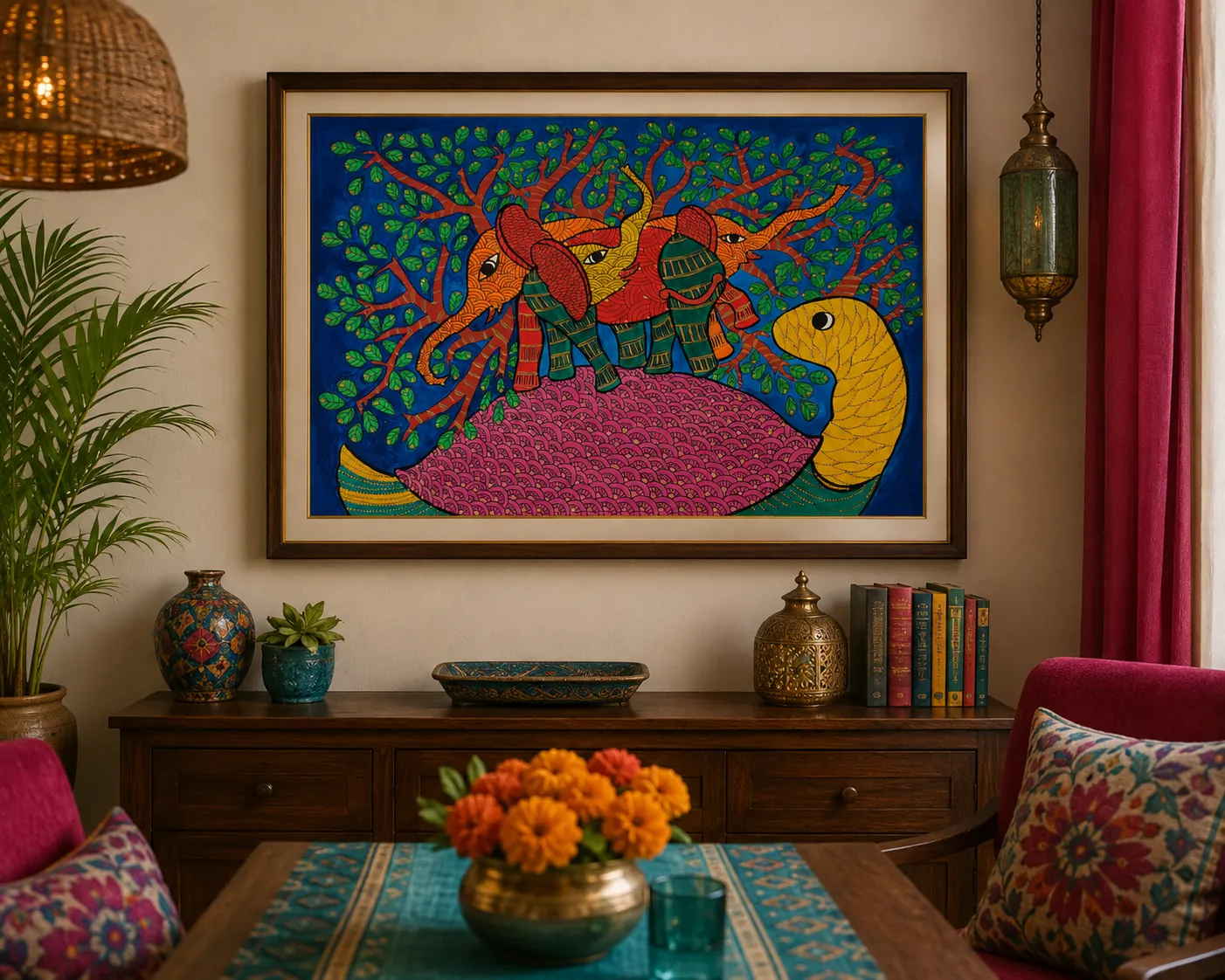 Weight of the World – Gond – Acrylic and Pen on Recycled Paper
