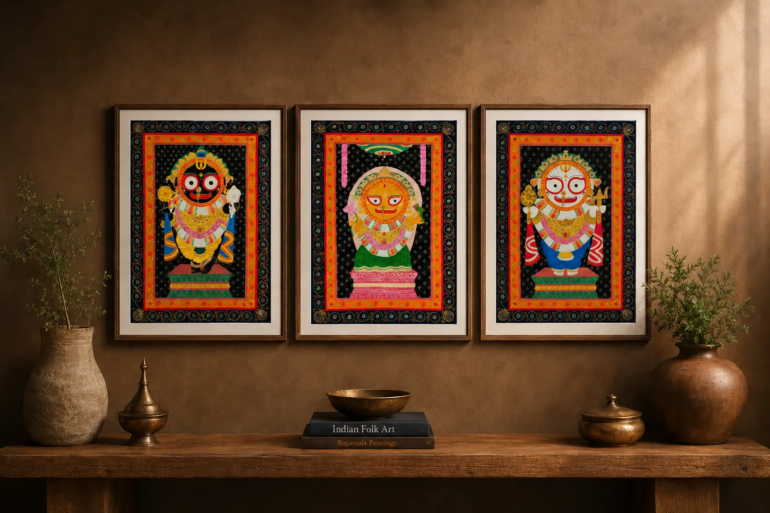 Jaganath Puri Divine Siblings – Pattachitra – Acrylic on Canvas