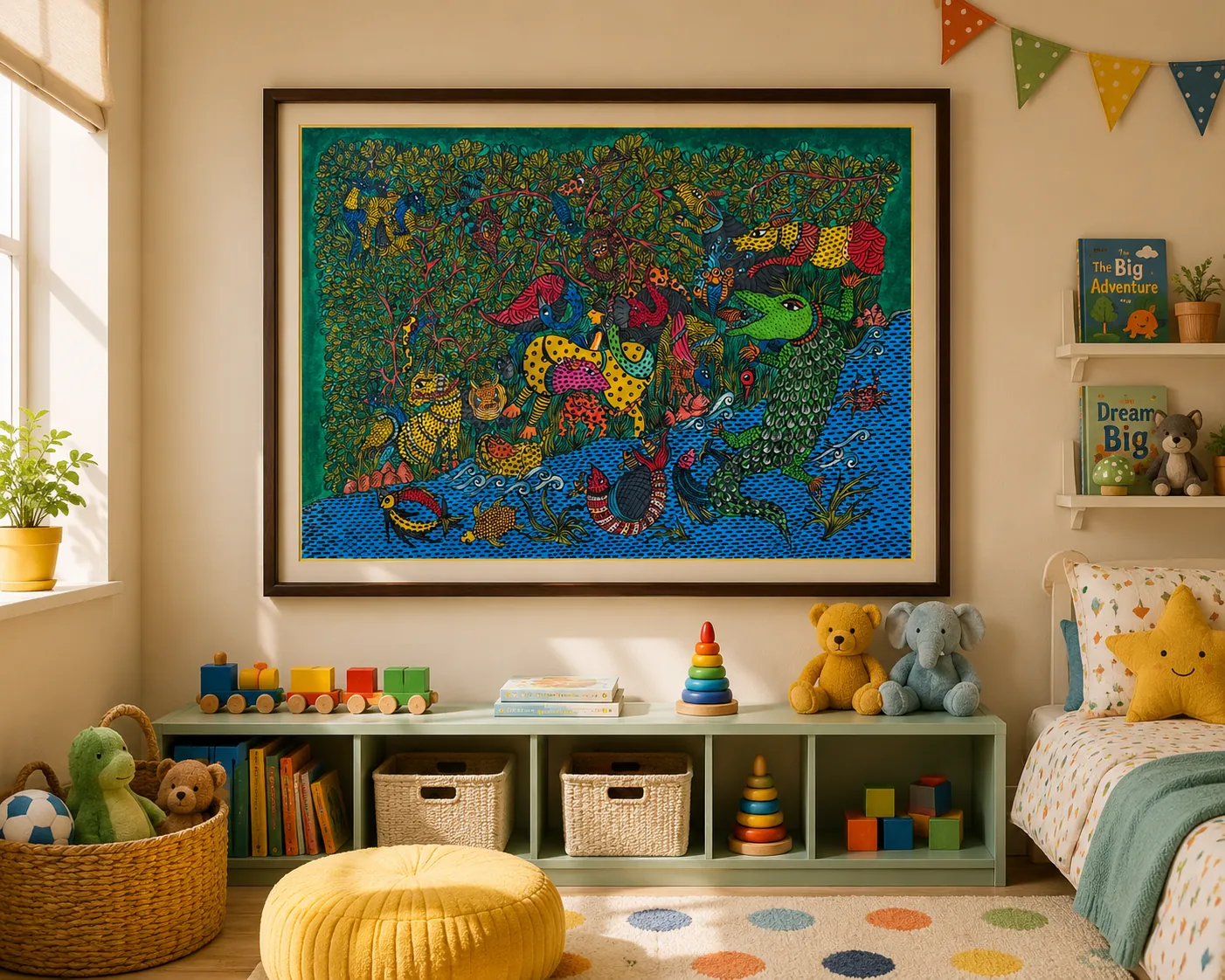 Bright Gond Forest – Gond – Acrylic on Canvas