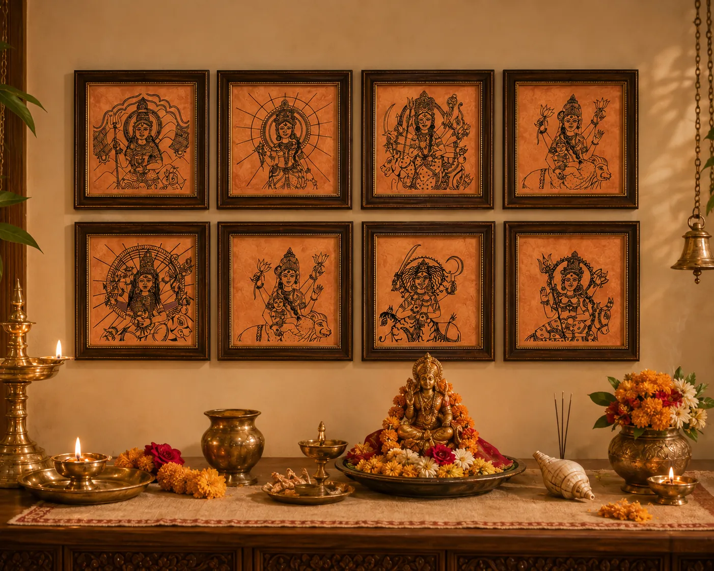 Navdurgas – Kalamkari – Acrylic on Canvas