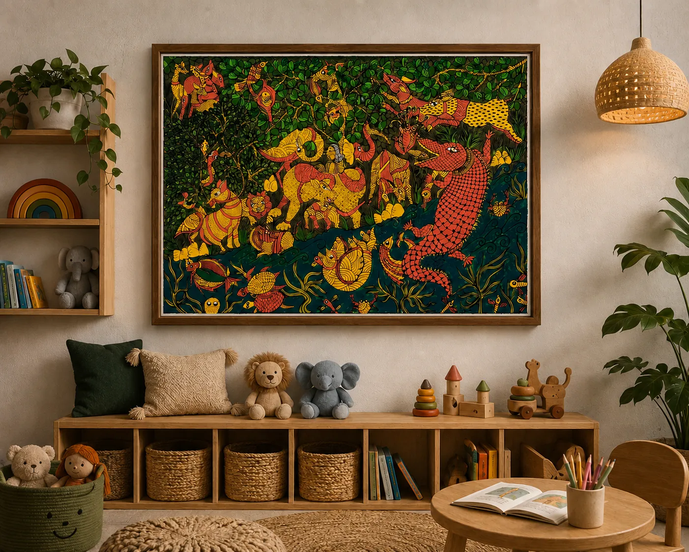Gond Dense Forest – Gond – Acrylic on Canvas