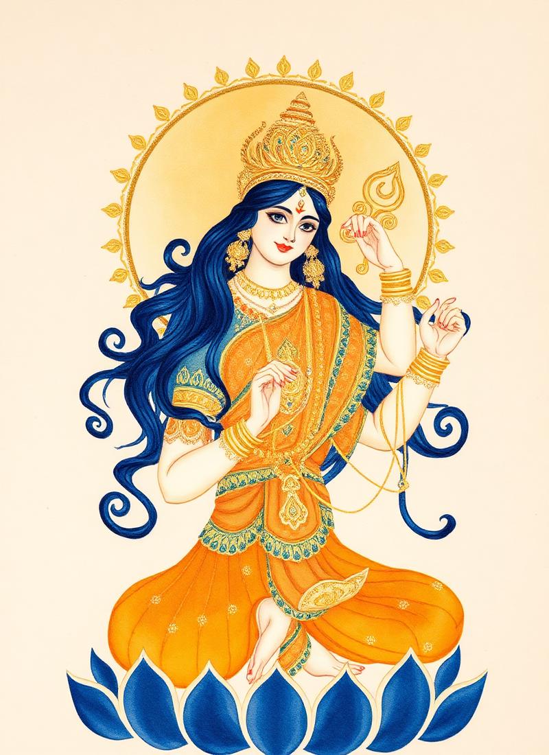 Goddess Series I – Devotional – Gouache and gold on paper