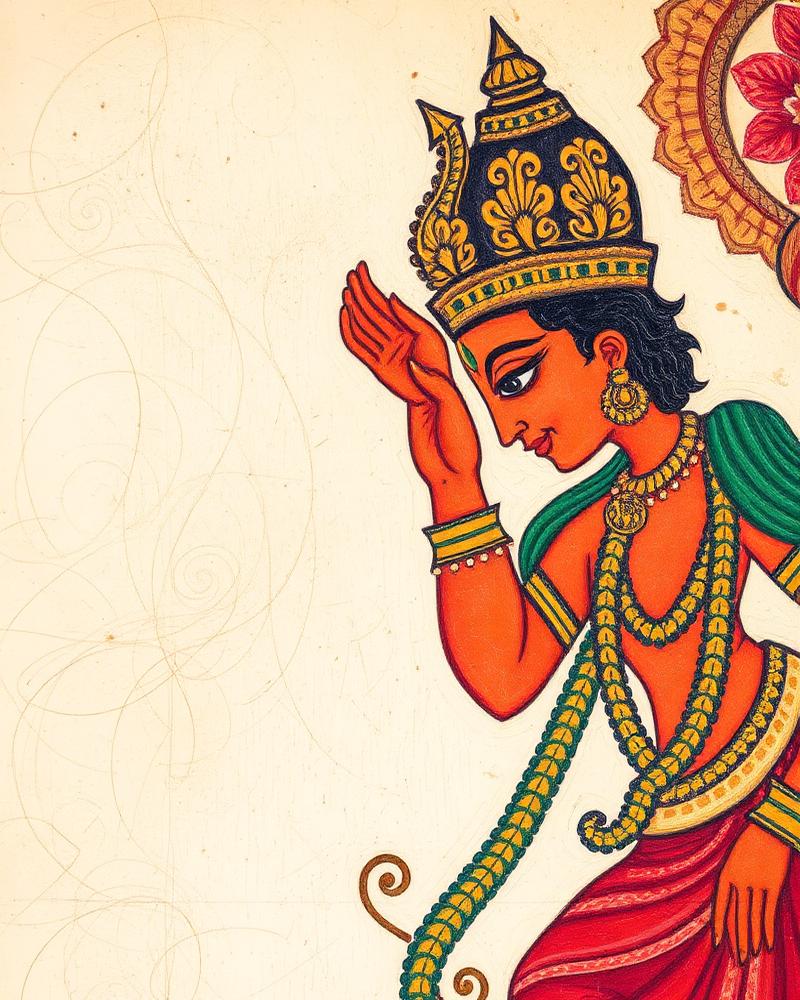 Mural Fragment – Kerala mural style – Natural pigment on board