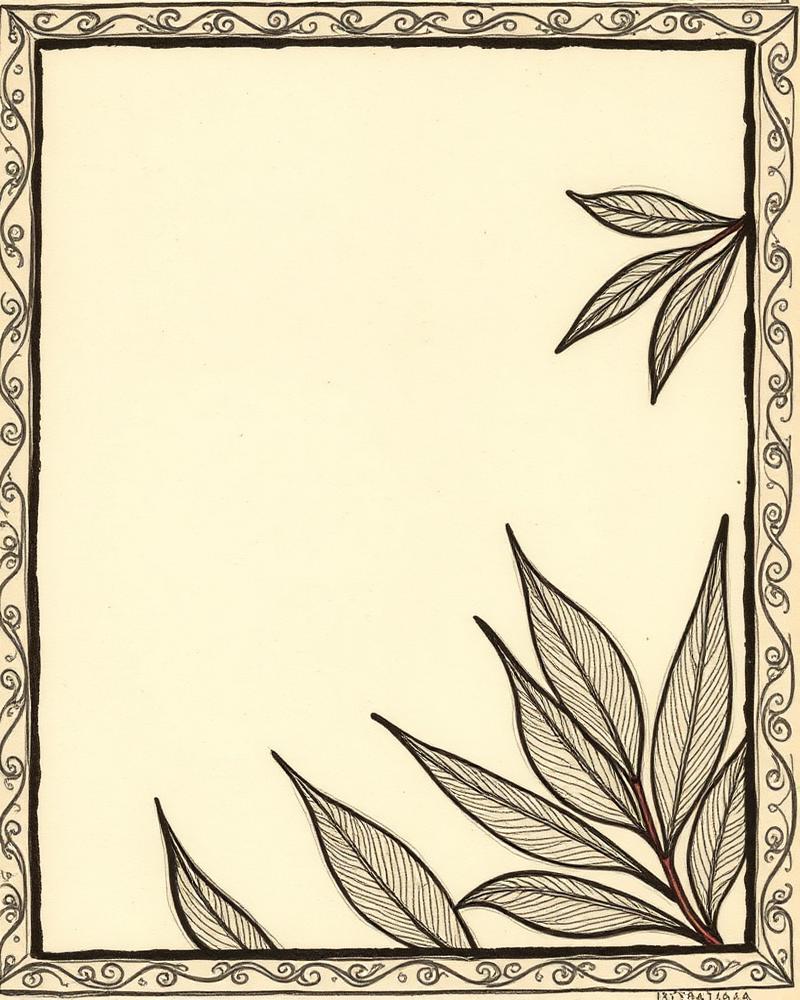 Leaf Border Panel – Pattachitra-inspired – Ink on treated paper